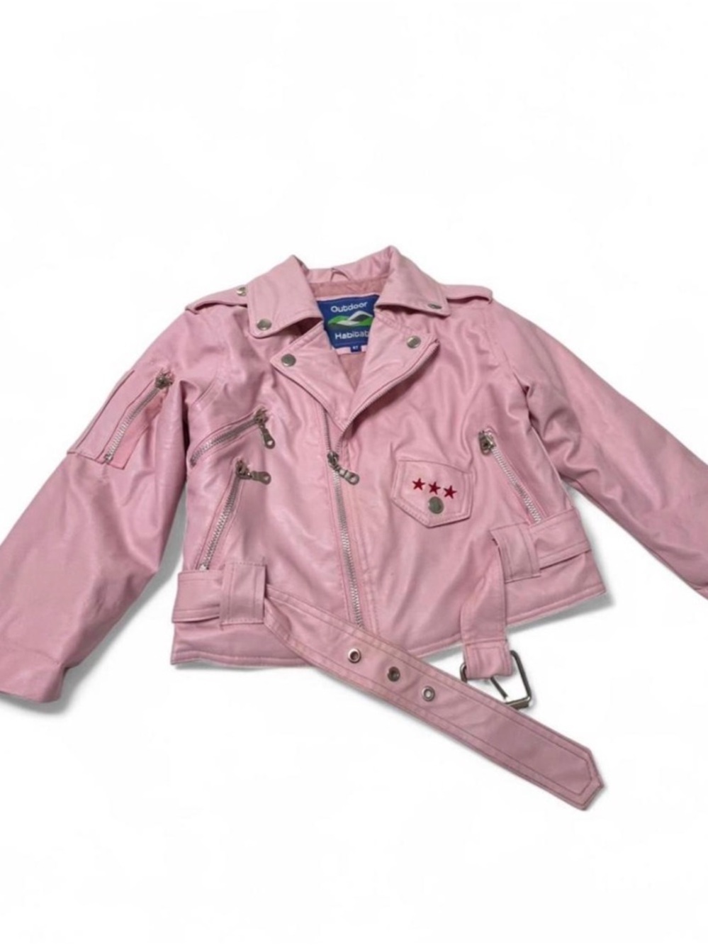 Habitat Kids Pink Faux Leather Moto Jacket with Belt